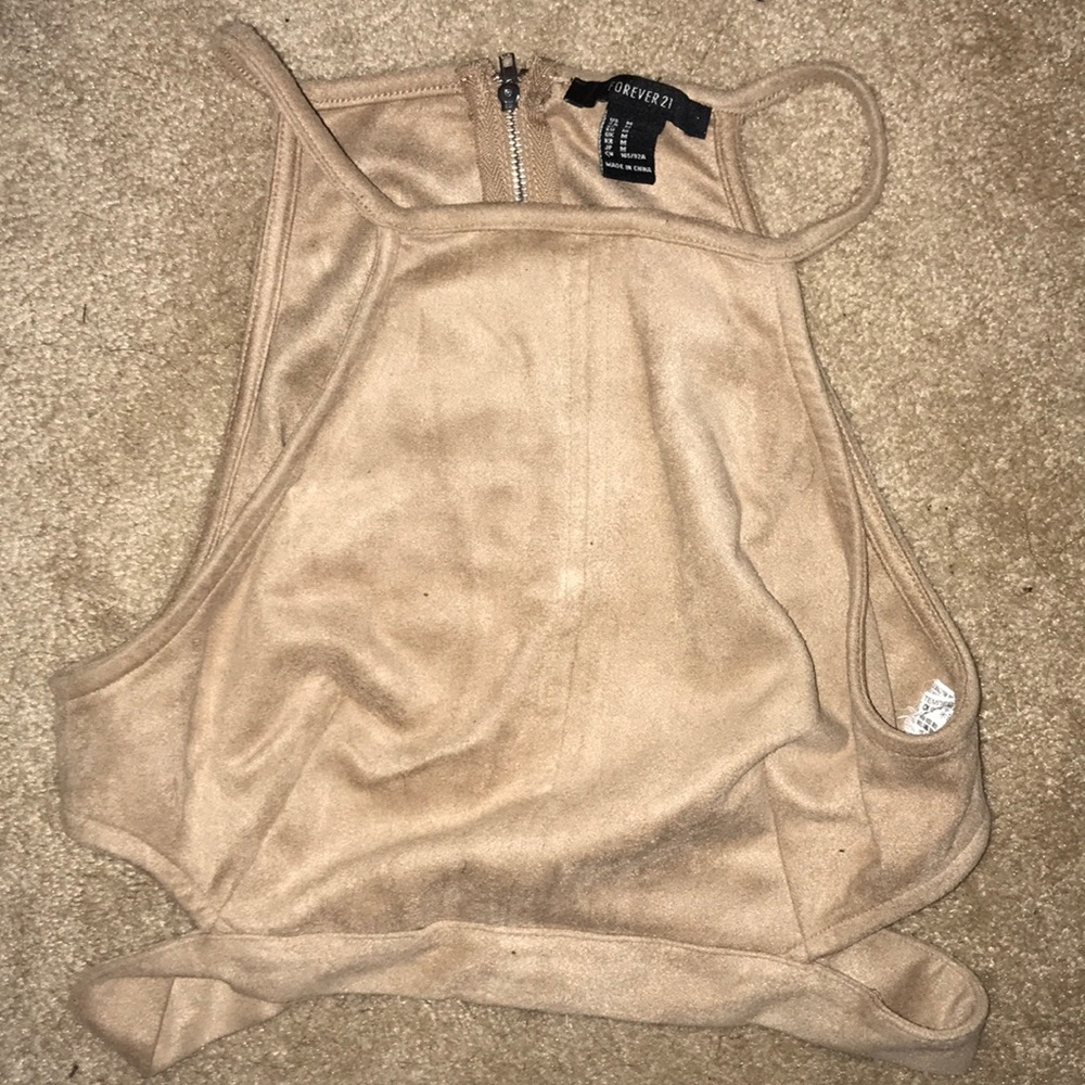 Tan suede crop top